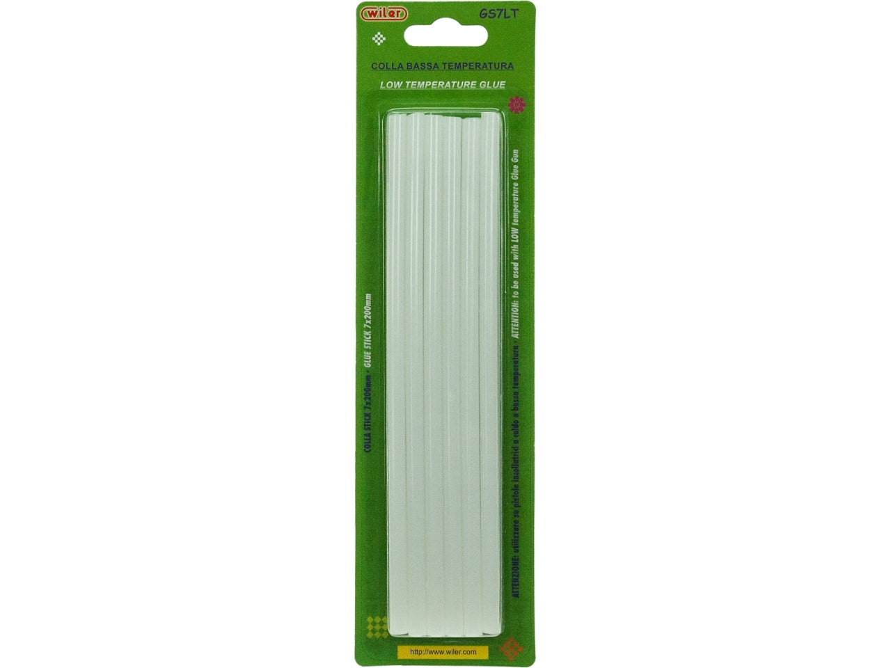 Colla a caldo in stick bianchi 7x200mm, ricariche per pistole, confezione da 12 - Wiler