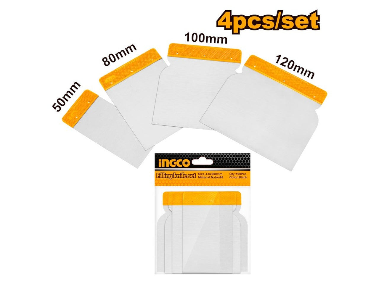 Spatole senza manico misura 5,8,10,12cm set da 4 spatole