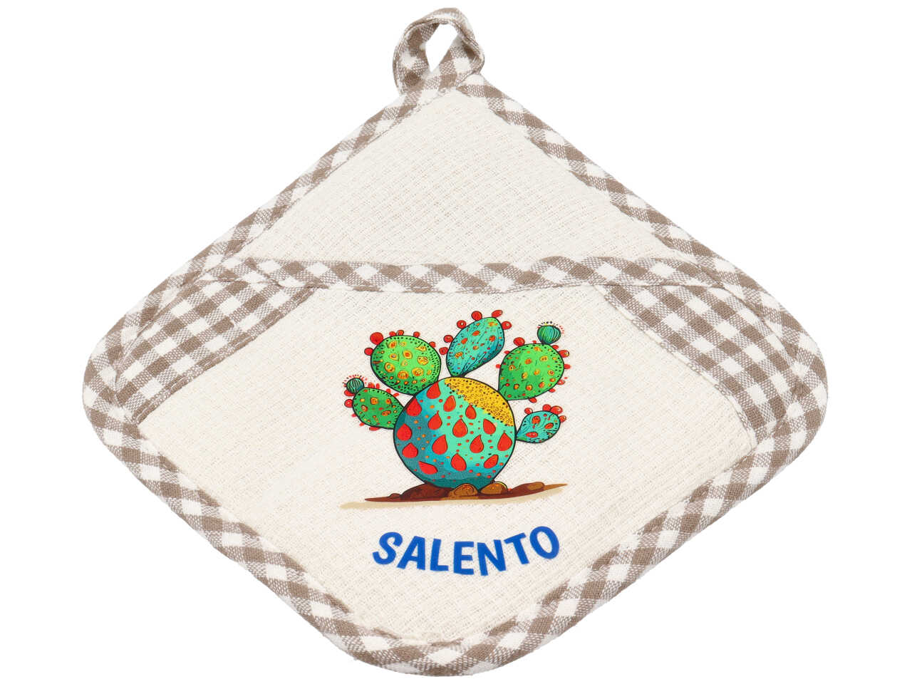 Presina cotone quadrata tortora fico d'india salento mediterranea 19x19 cm - Zambiasi