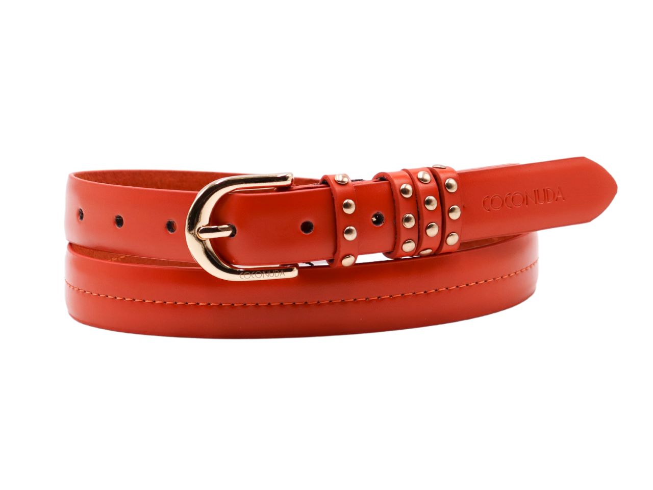 Cintura donna in pelle coconuda arancione