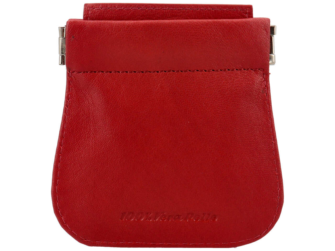 Portamonete Nazareno Gabrielli a molla in pelle rossa 2 tasche 9,5x10x1 cm