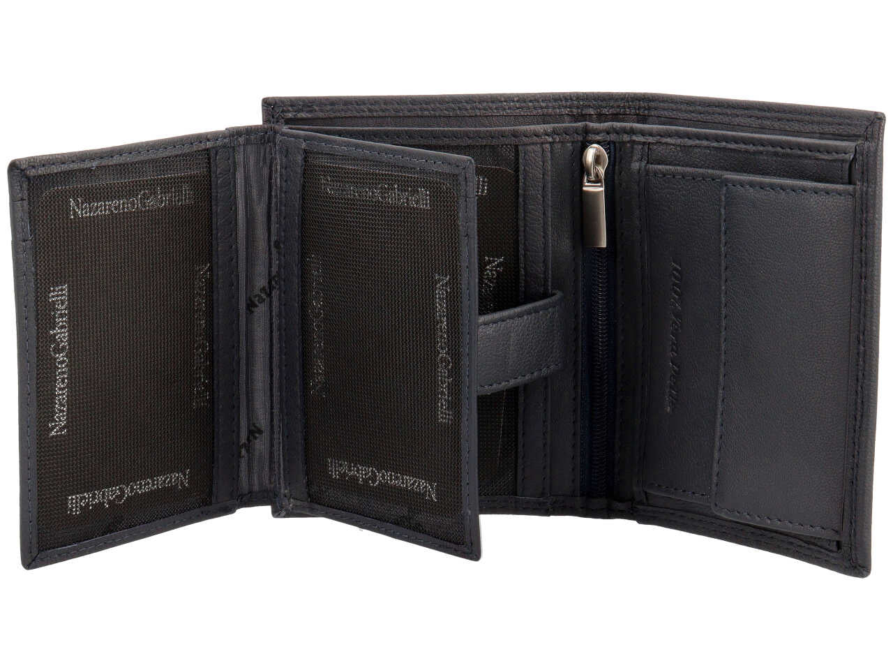 Portafoglio da uomo Nazareno Gabrielli in pelle blu 10x9,5x2cm