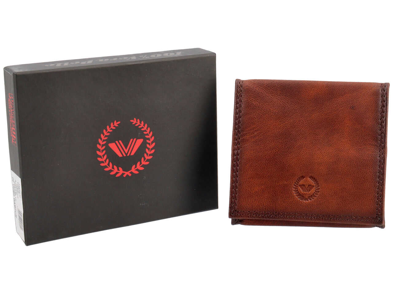 Borsellino Wampum portamonete a pozzetto in pelle tabacco 9x9x1 cm