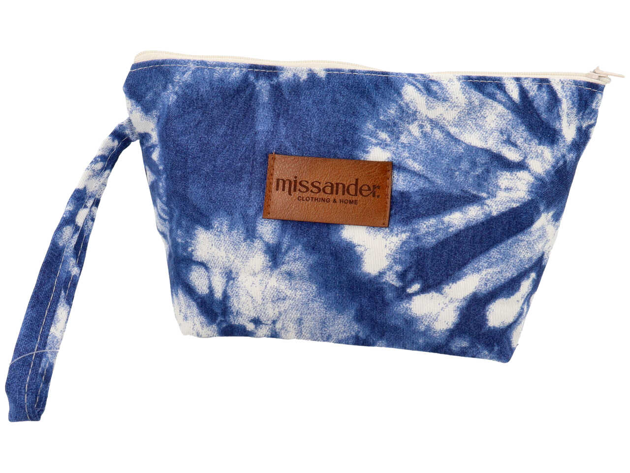 Pochette in tela tie-die colore blu 26x7x15cm