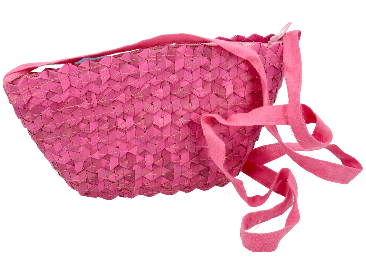 Borsa da bambina ovale in paglia colore rosa