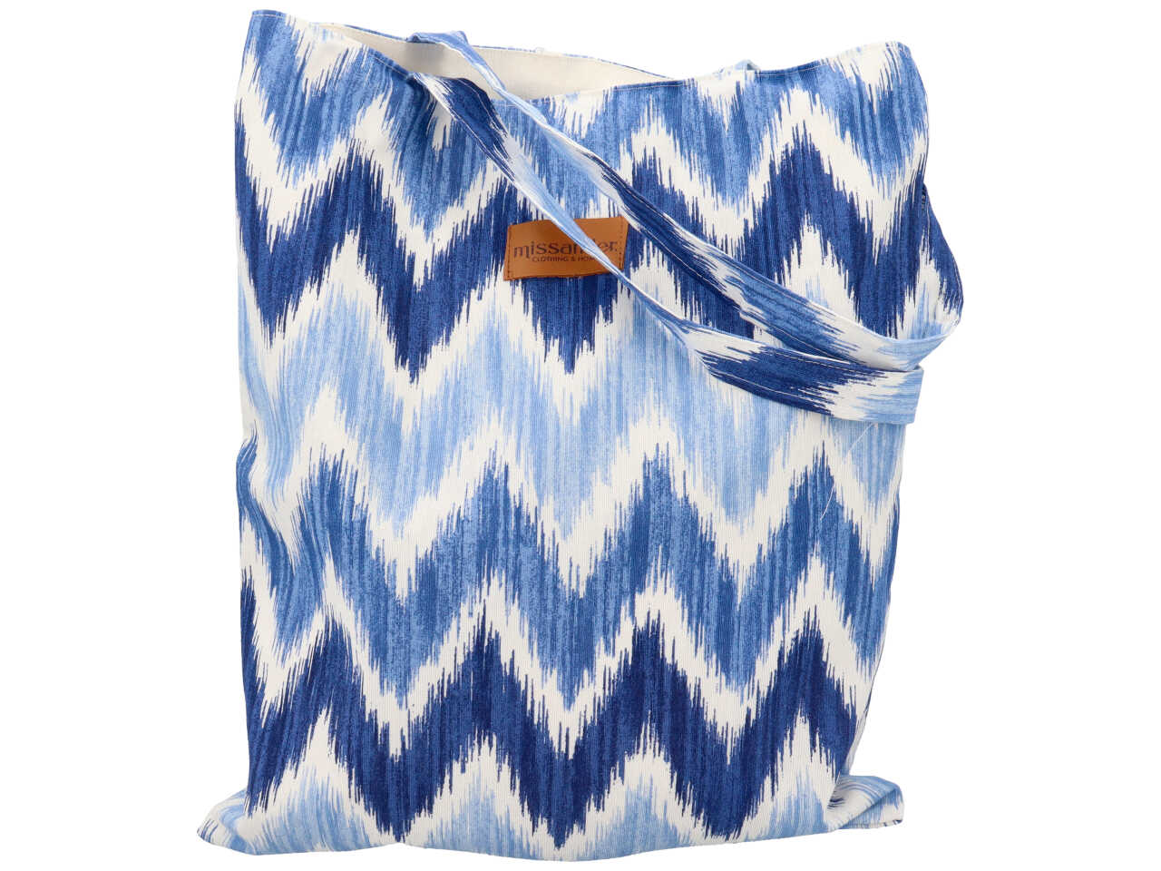 Borsa letizia loneta  fantasia a zig zag colore rosso 36x43cm