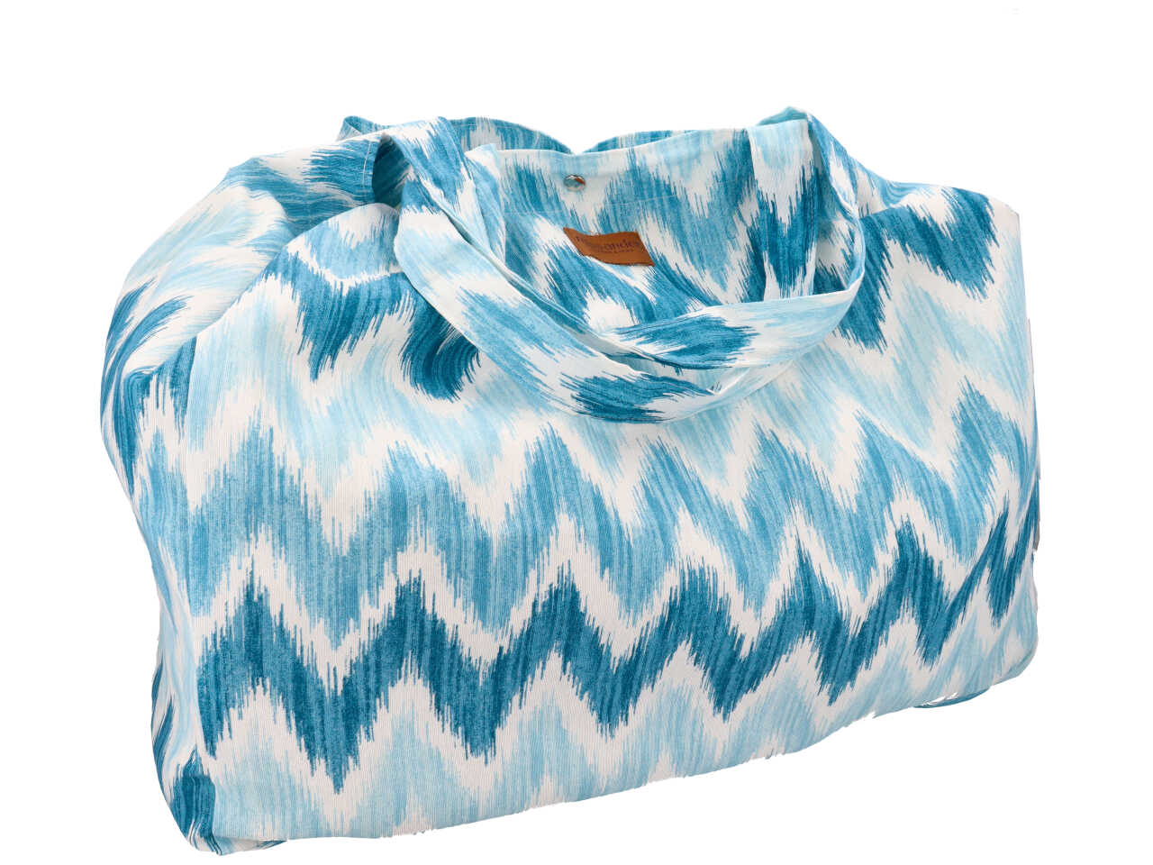 Borsa mare xxl loneta fantasia a zig zag colore acqua