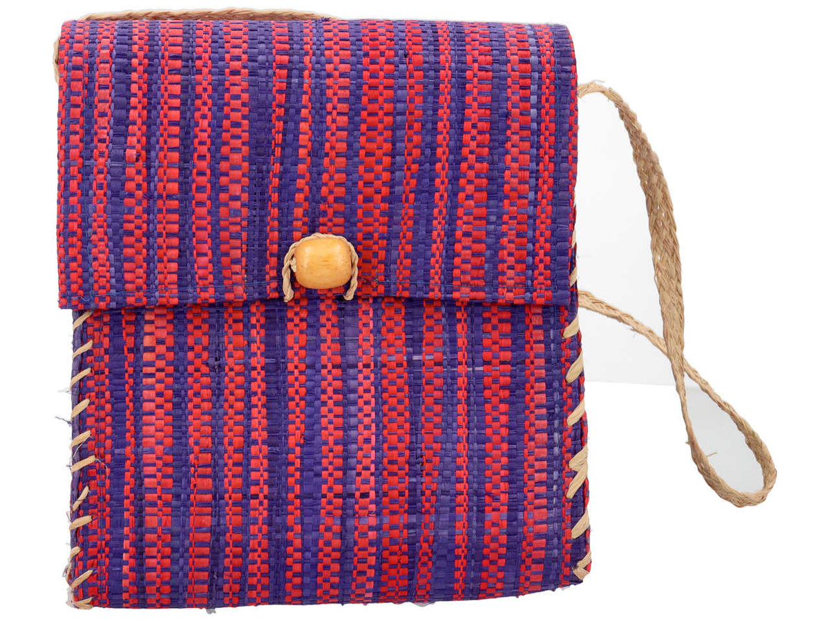 Borsa in rafia a spalla quandrata $