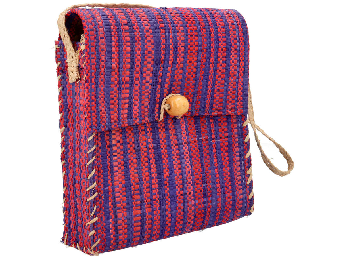 Borsa in rafia a spalla quandrata $