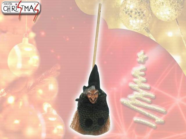 Scopa decorativa con befana, 20x4,5x10cm in vari assortimenti