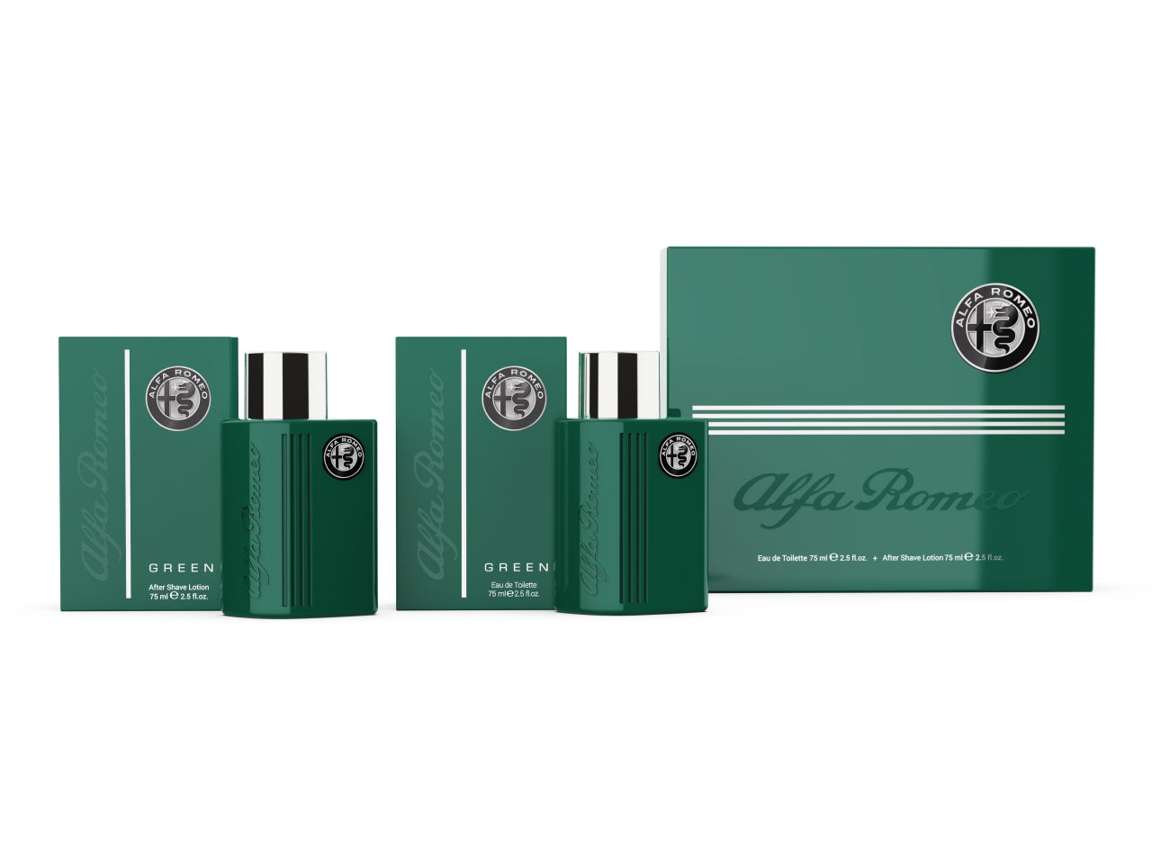 Alfa romeo green gift set eau de toilette 75ml + after shave lotion 75ml