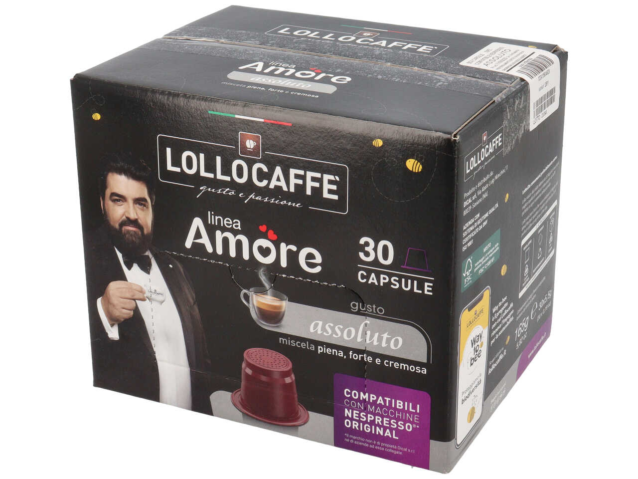 Lollocaffe' passione espresso 30 capsule miscela argento compatibile con macchine nespresso.