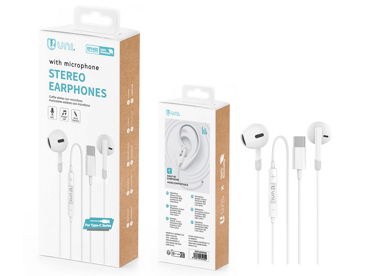 Auricolari cablati semi-in-ear con interfaccia Type-C e microfono CE