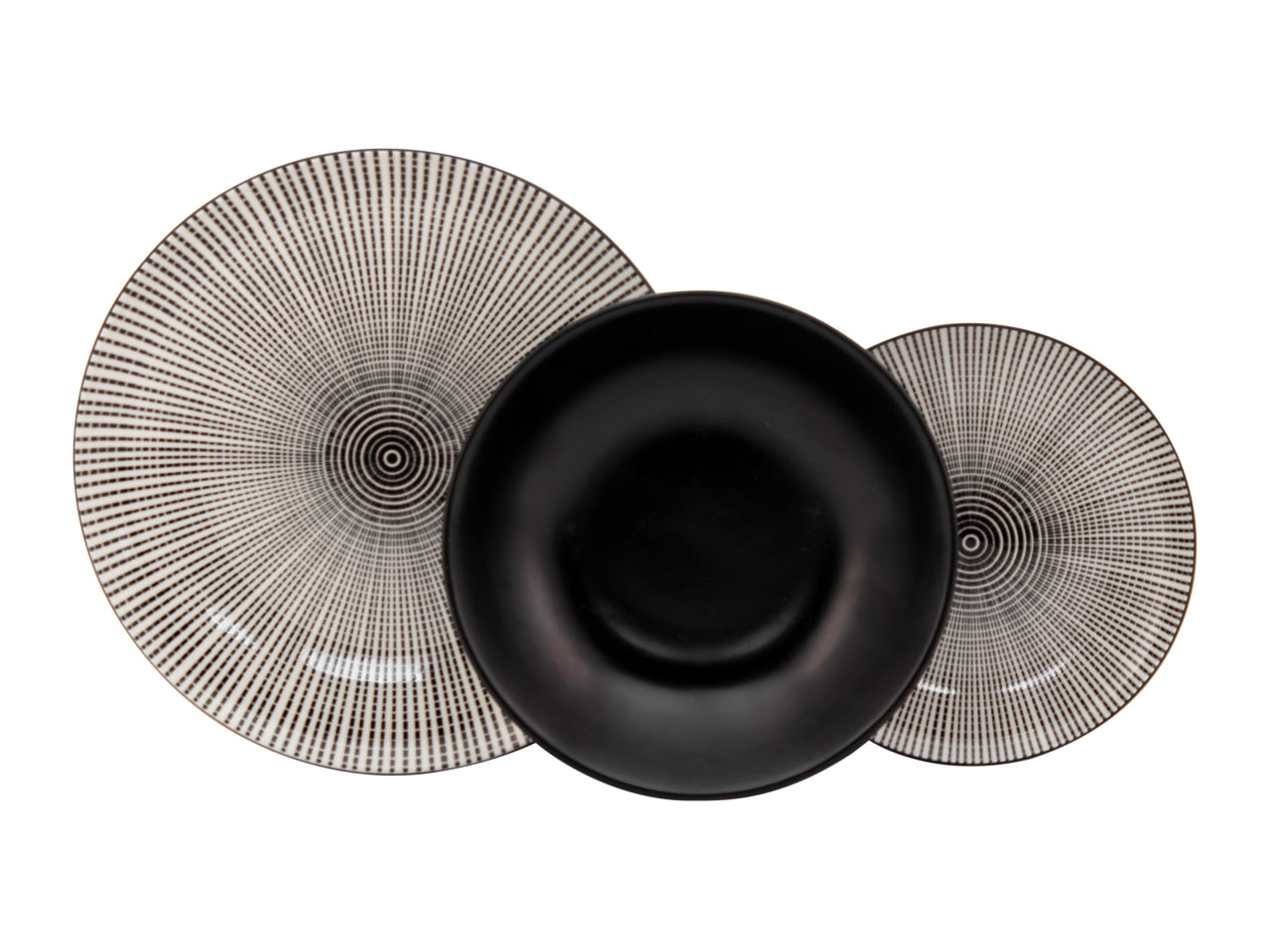 Set piatti per 6 persone in porcellana e stoneware nero moderno - Casa Collection