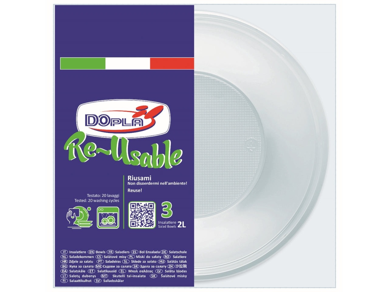 Insalatiera 2lt trasparente - confezione da 3 insalatiere