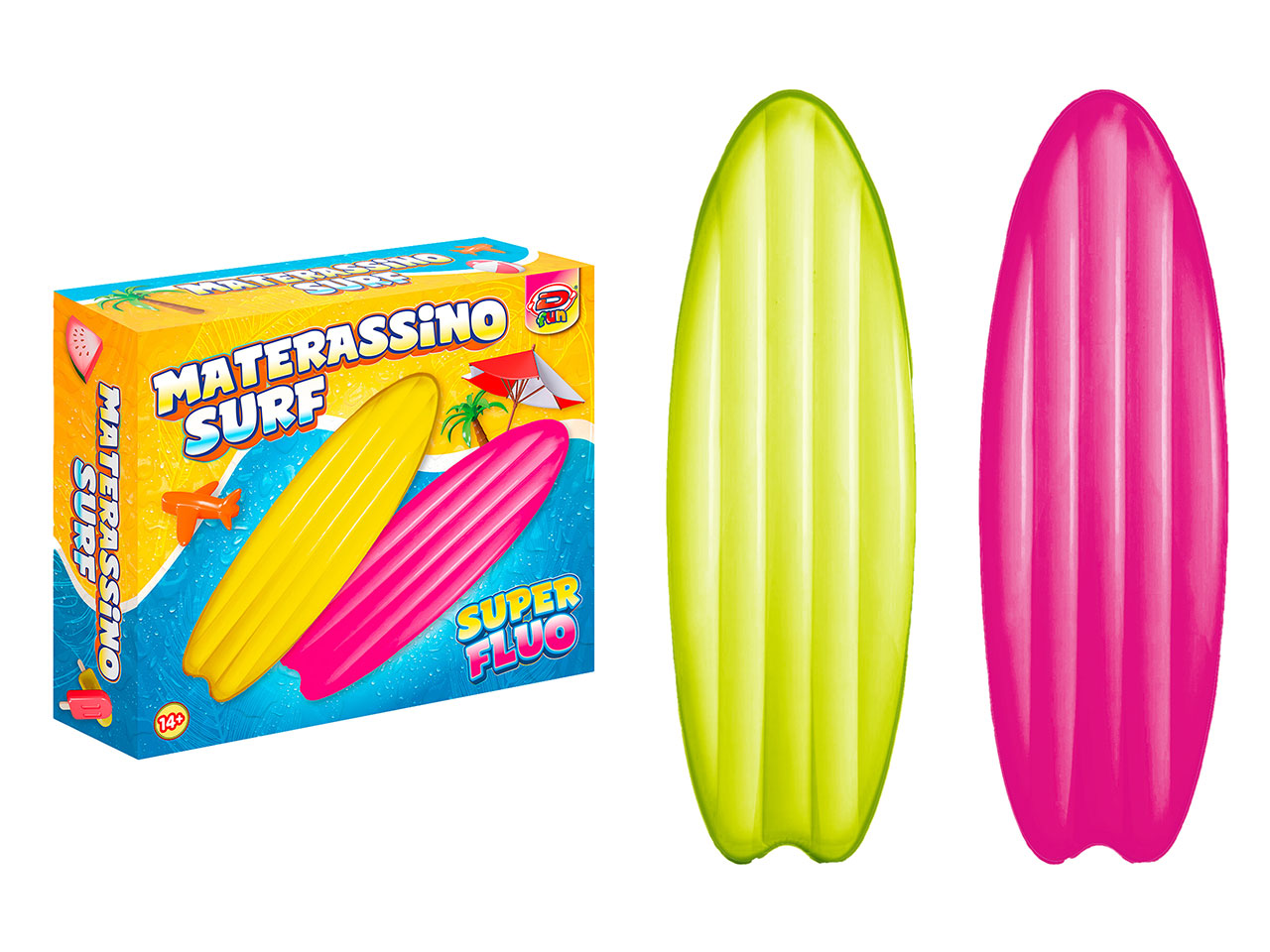 Materassino ovale 2 colori fluo assortiti in pvc 175x53 cm - Dfun