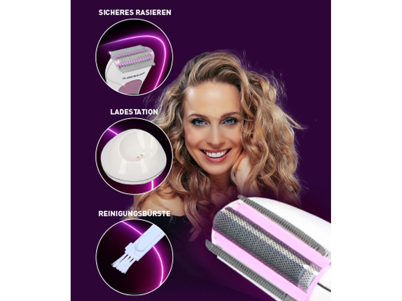 Rasoio a batteria per donna in plastica abs misura 13x6x4cm marca dunlop