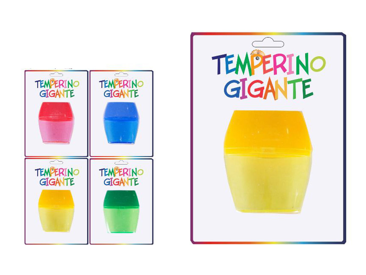 Temperino con 2 fori in plastica colori assortiti  forma appiattita ovalizzata - Eol