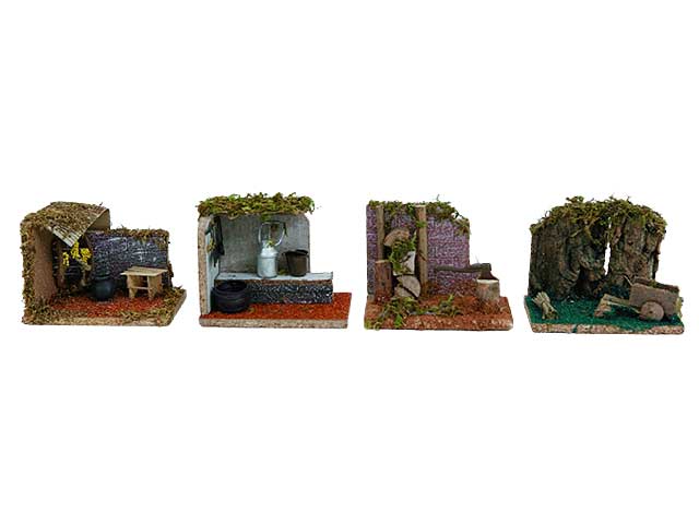 Accessorio per presepe, scena banco con accessori 8x14xh10 pr-22970