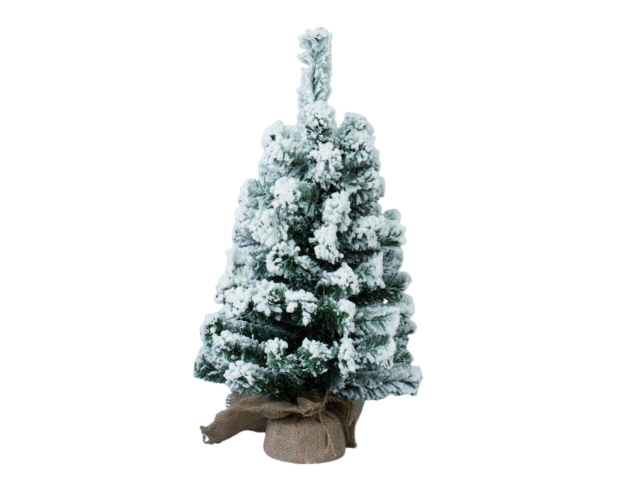 Albero innevato 60cm 70rami con base juta