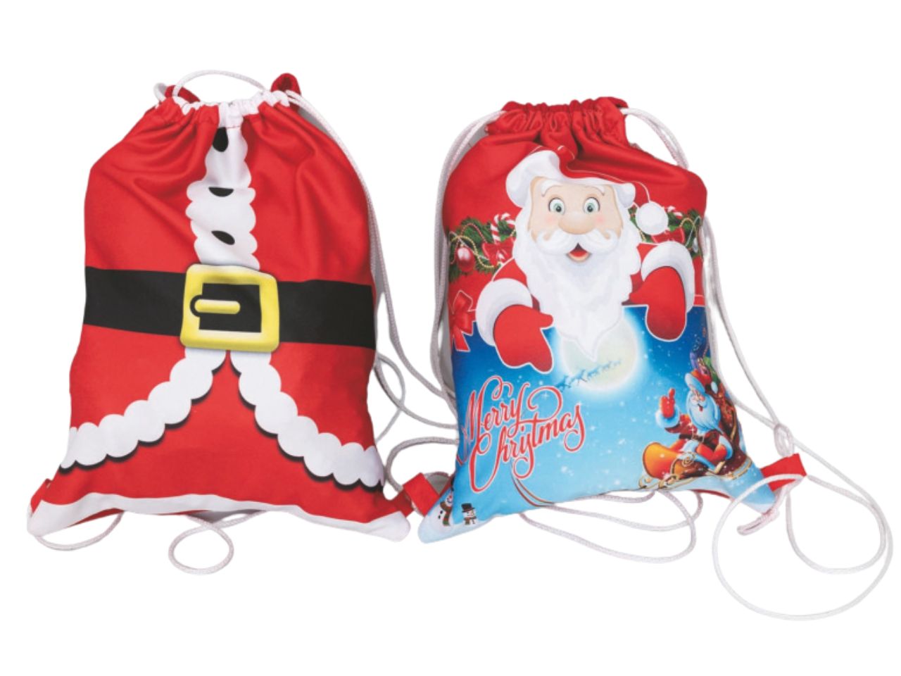 Zaino poliestere cm.22x30h decorato babbo 2  modelli  assortiti