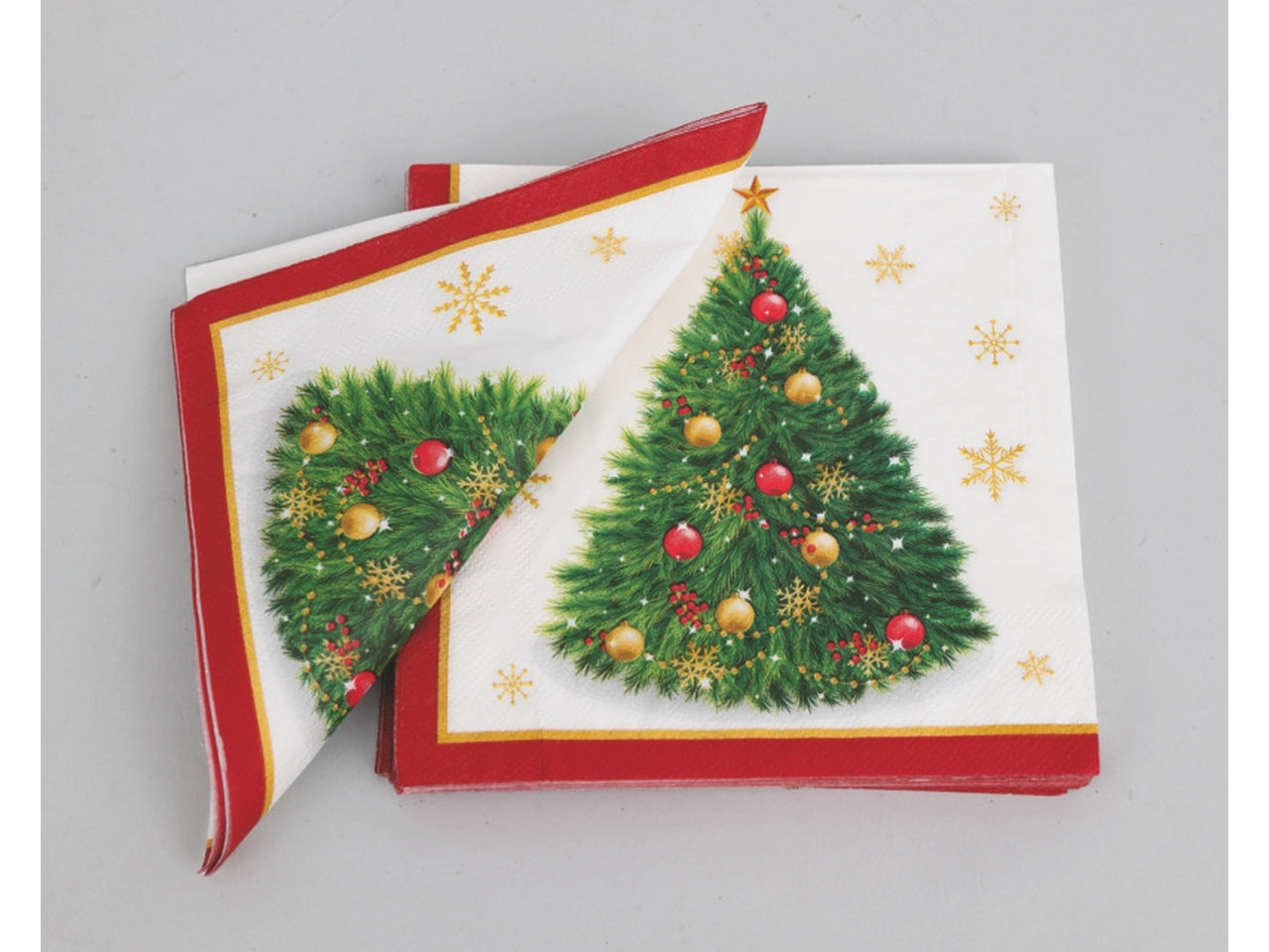 Tovaglioli di carta 17cm bianchi decoro albero di natale verde set da 12 tovaglioli