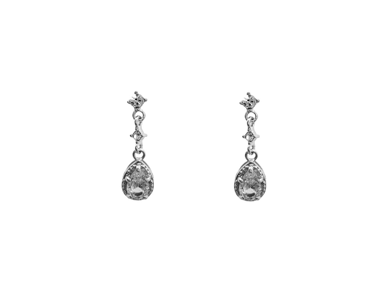 Orecchini con strass e goccia pendente rodio