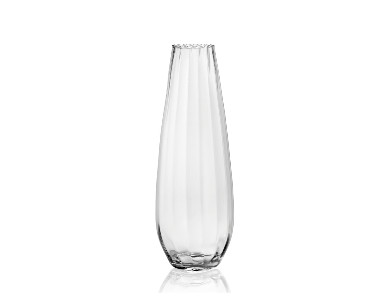 Vaso moderno in vetro trasparente, forma cilindrica, Stone 50 cm- LikÃ²