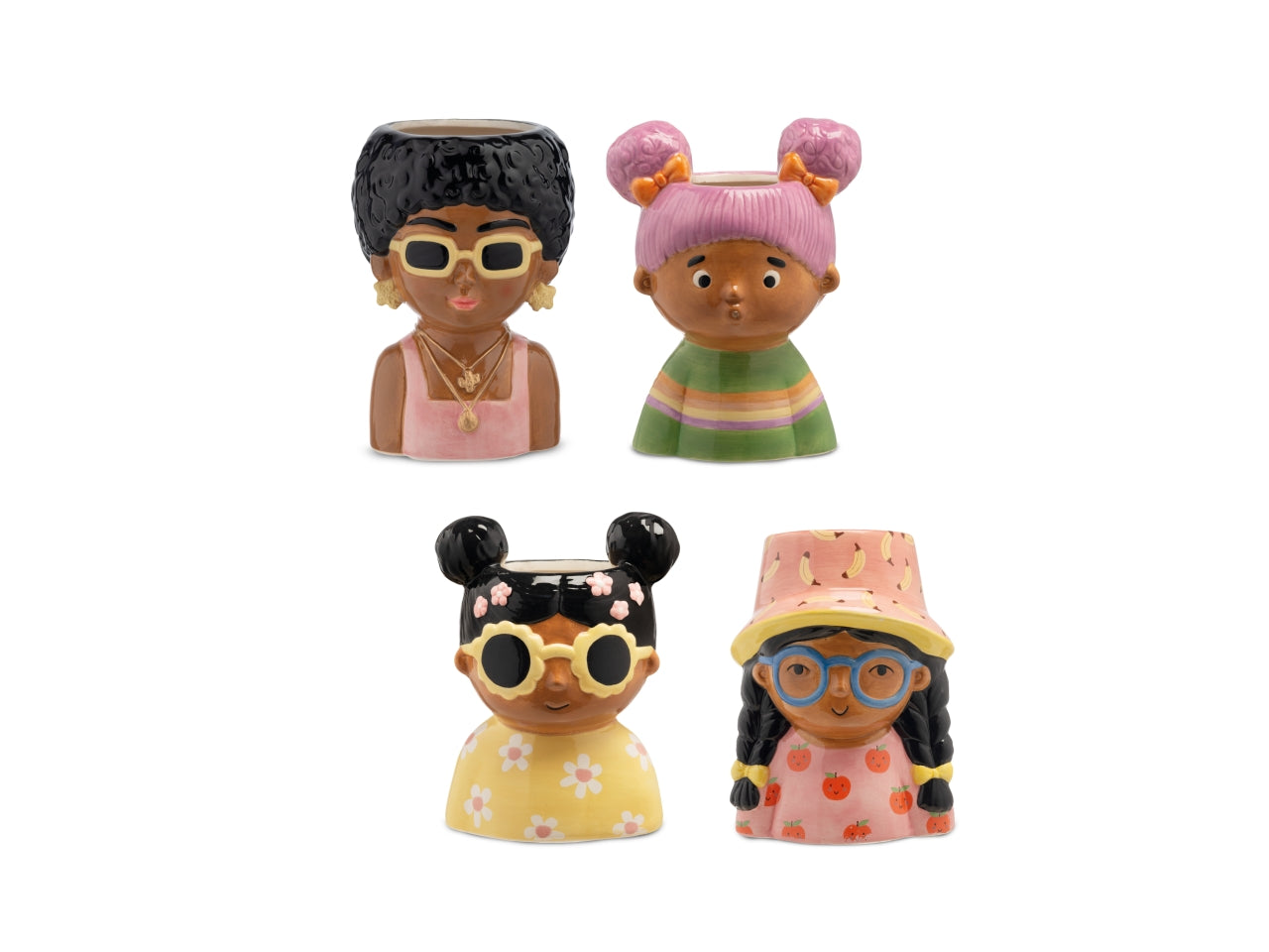 Portavaso in ceramica multicolor forma mezzo busto 10,2x8,7 cm - Franco srl