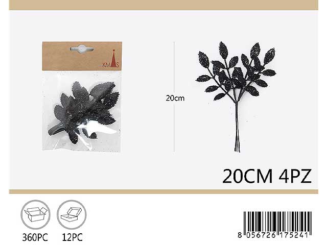 Pick glitter 23cm 4 pezzi nero