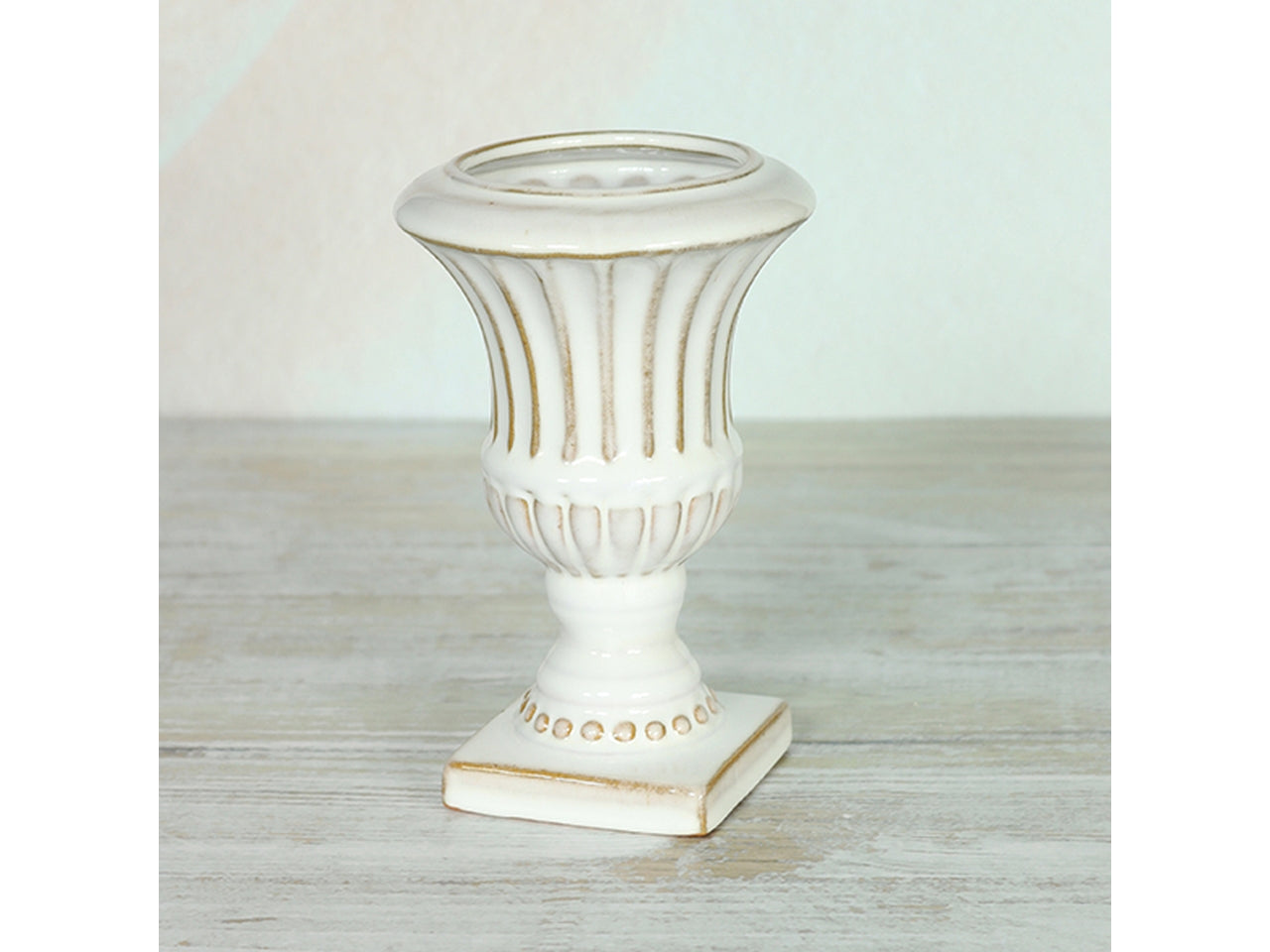 Portavaso classico dolomite in ceramica bianco e beige 10,5x16 cm - Goldbach