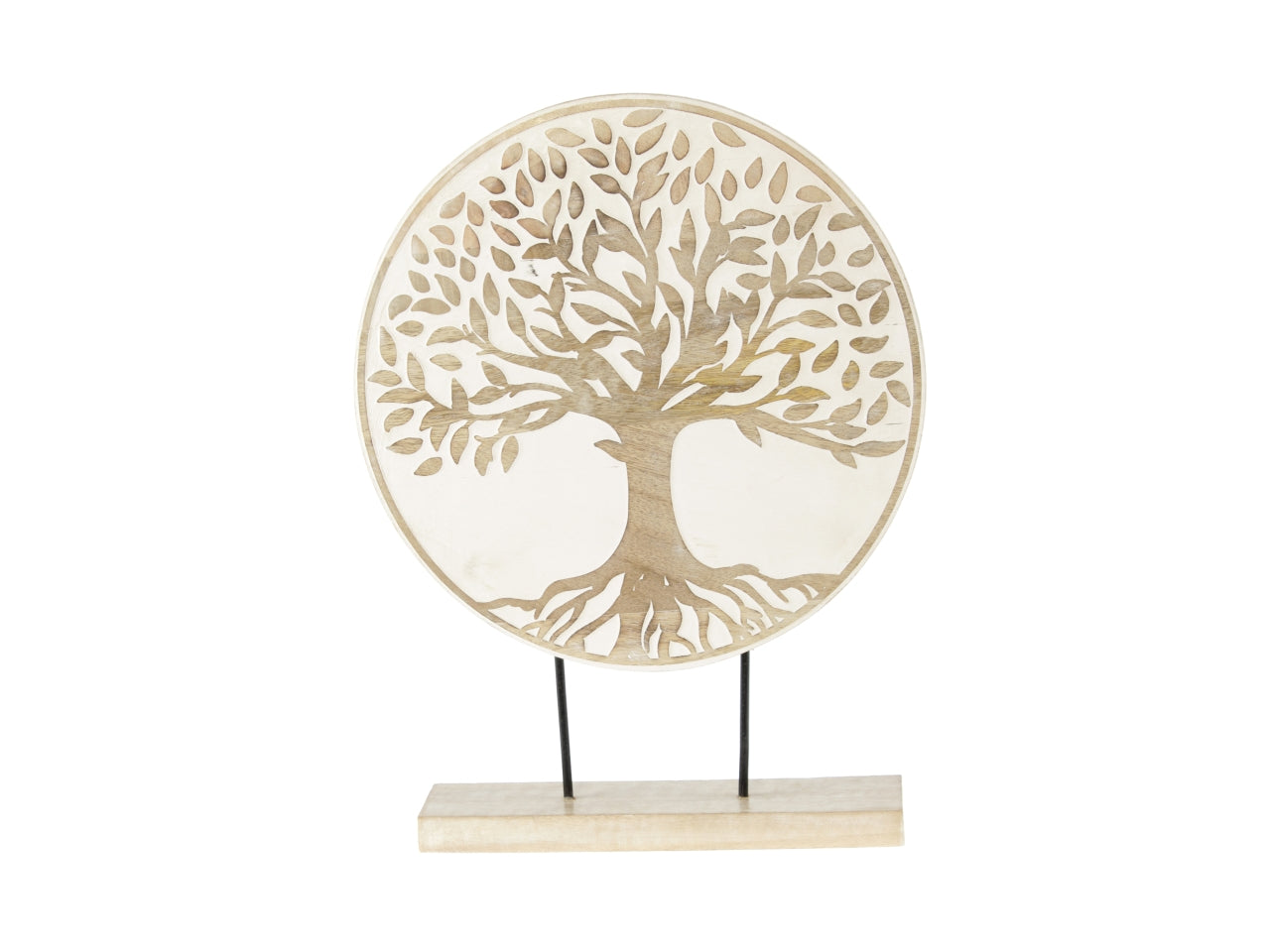 Piedistallo in legno con albero della vita Boho marrone/bianco 30x6x40 cm - Goldbach