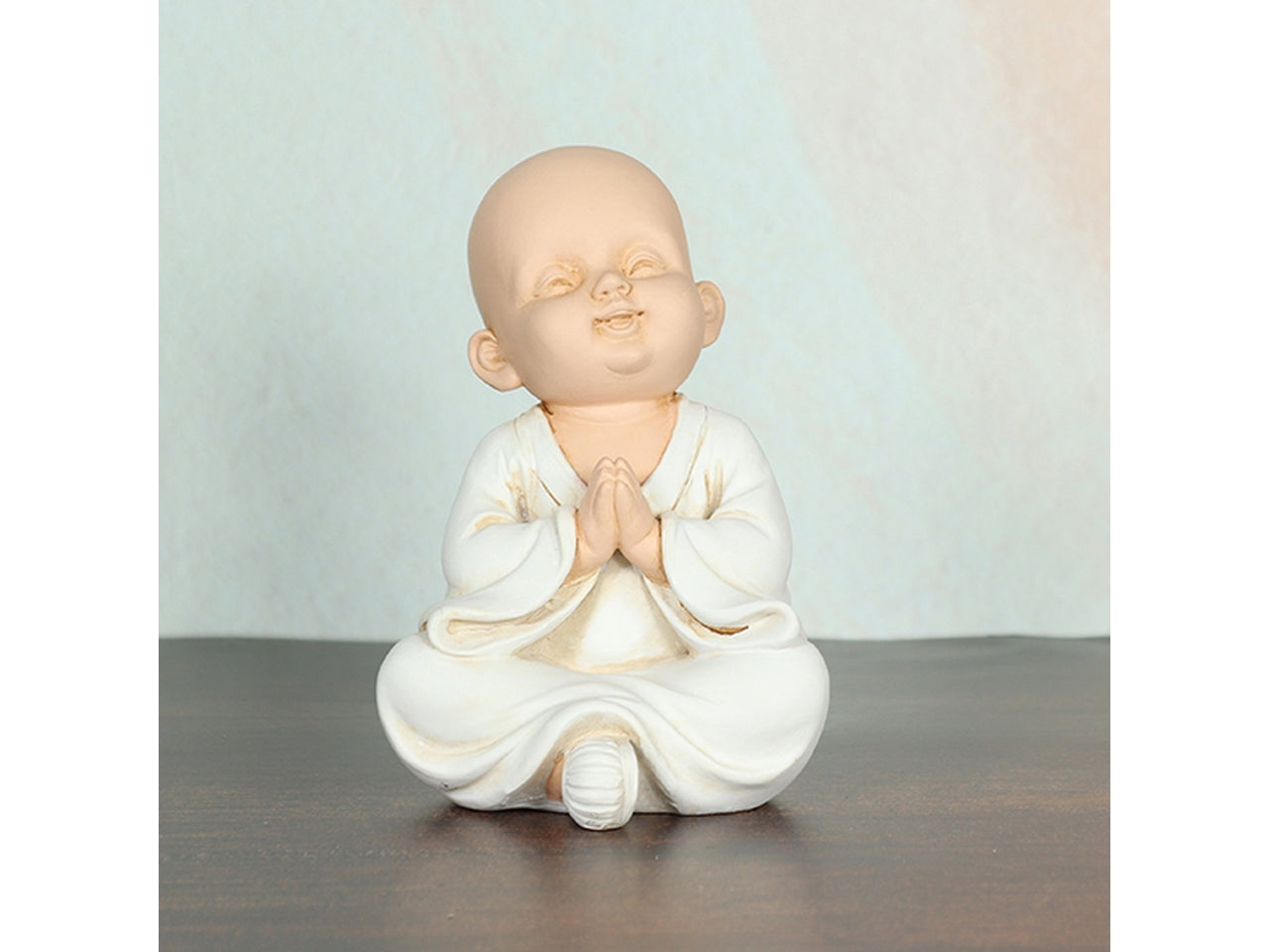 Statua Buddha in poliresina etnico beige e bianco 11x9,5x14,5 cm - Goldbach