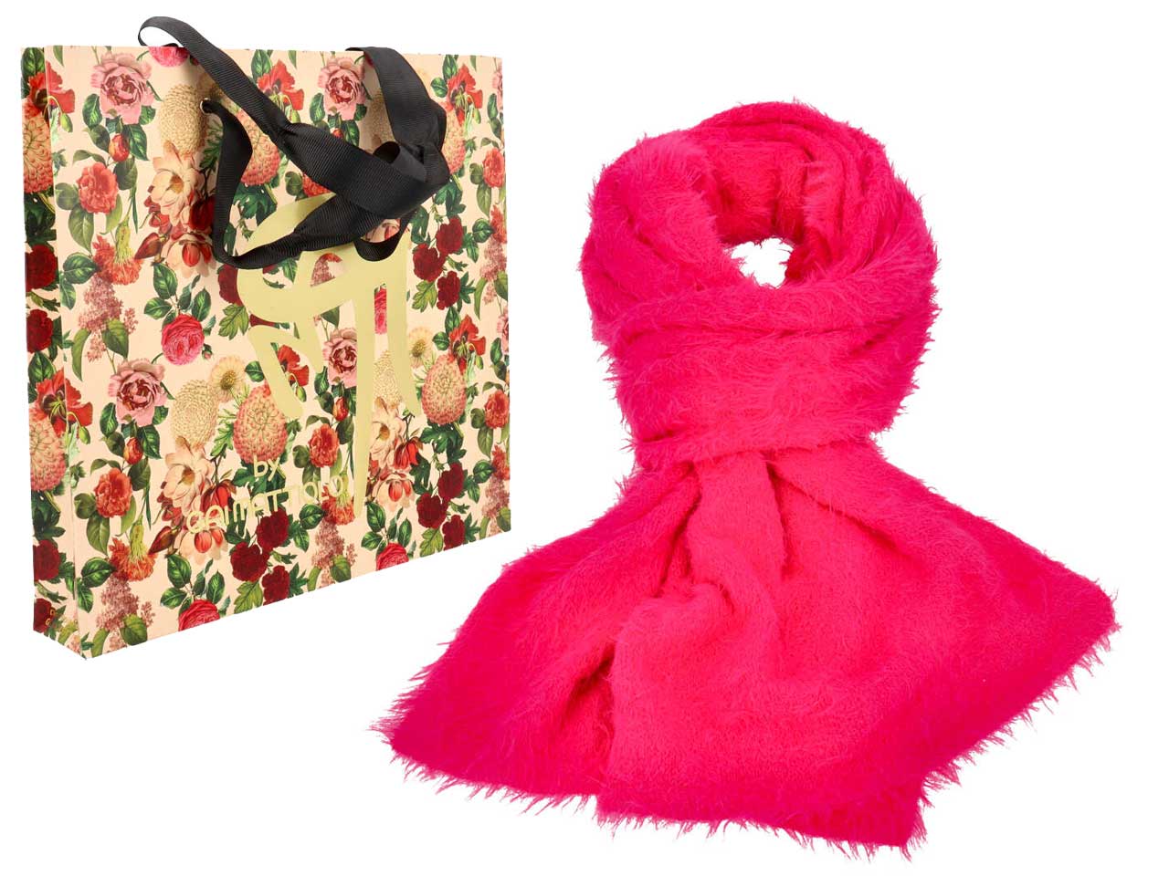 Sciarpa gai mattiolo 100% poliestere colore fuxia con box misura 190x50cm$