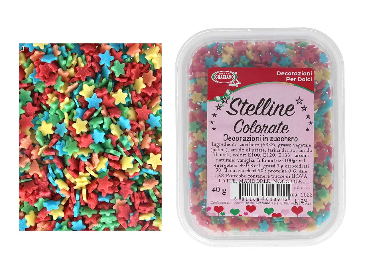 Stelline di zucchero colorate 40gr