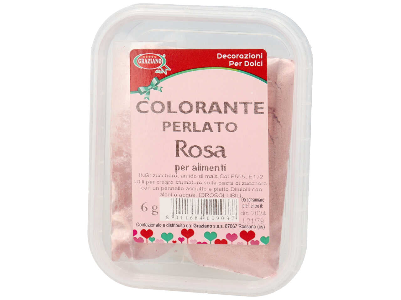 Colorante alimentare in polvere colore rosa perlato 6gr