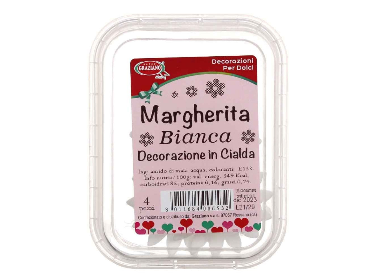 Margherite di cialda bianco - confezione da 4 margherite
