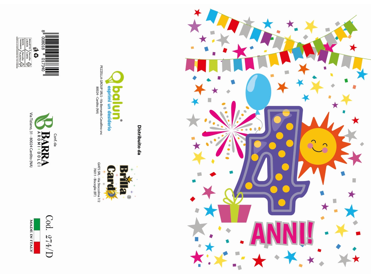 Biglietto auguri laminato 2024 cod. 274 /d