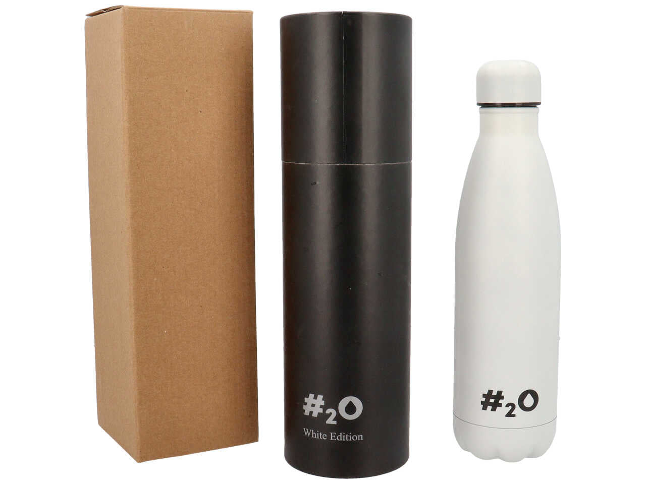 Bottiglia termica da 500ml colore bianco matt con logo bianco lucido $