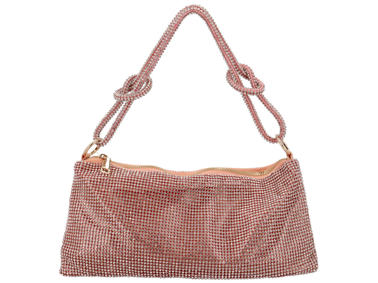 Pochette da sera in tessuto con zirconi e tracolla - disponibili in vari colori