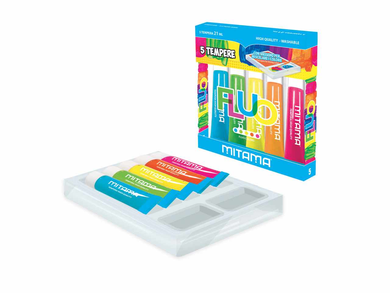 Tempera 21ml + 2 pennelli - 5 pezzi