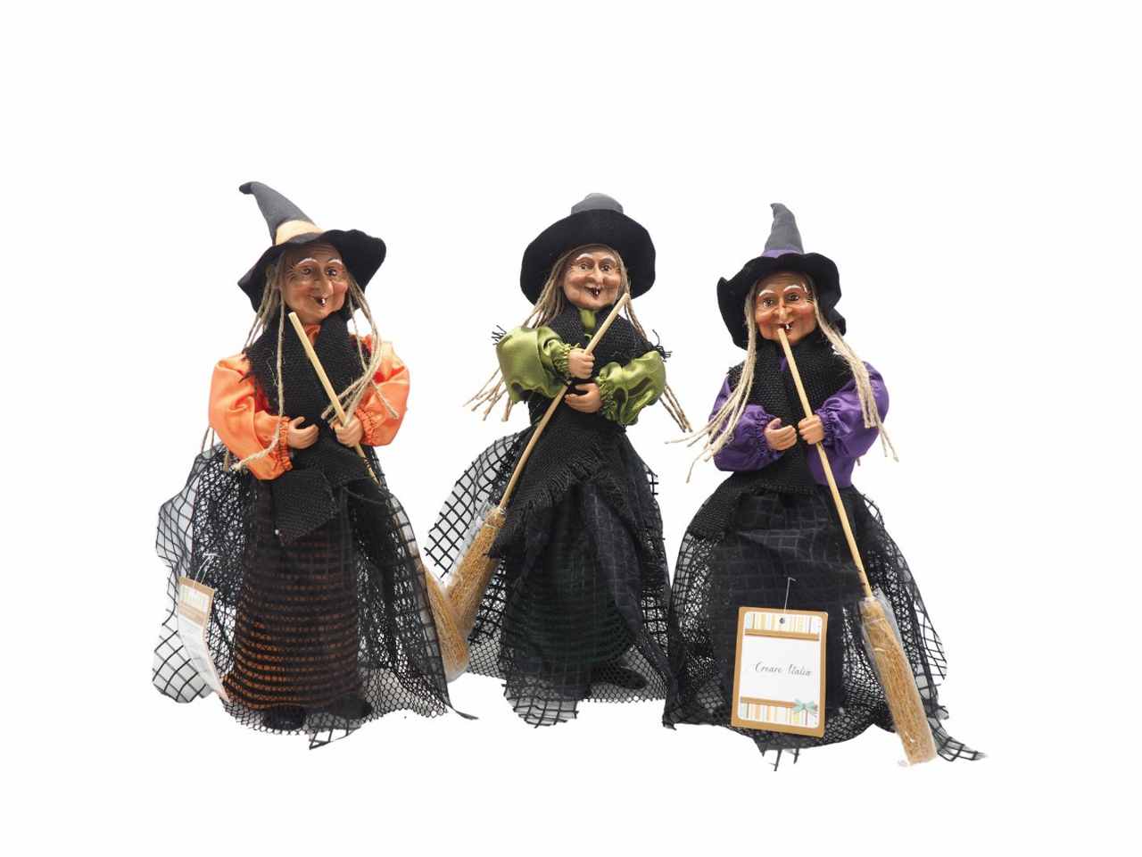 Befana porta dolciumi 30cm con scopa assortite