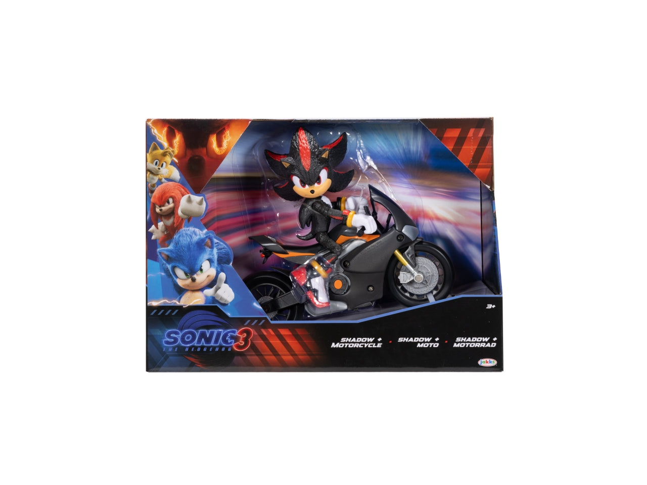 Playset Veicolo con Personaggio Articolato Sonic 3 Movie 13 cm, Set con Sonic e Moto Veicolo per Fan e Collezionisti - EtÃ  Consigliata 4+ | Jakks Pacific