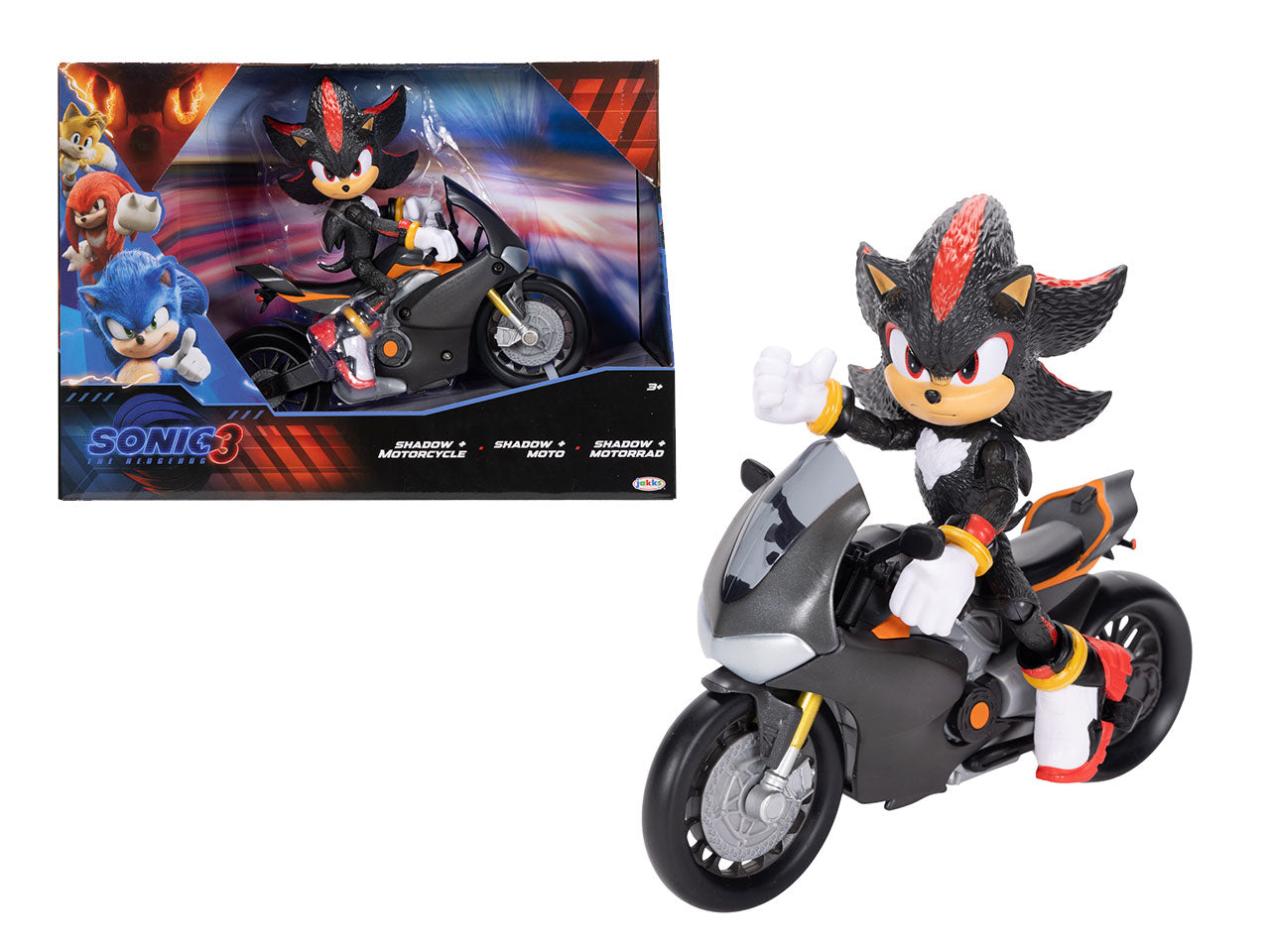 Playset Veicolo con Personaggio Articolato Sonic 3 Movie 13 cm, Set con Sonic e Moto Veicolo per Fan e Collezionisti - EtÃ  Consigliata 4+ | Jakks Pacific