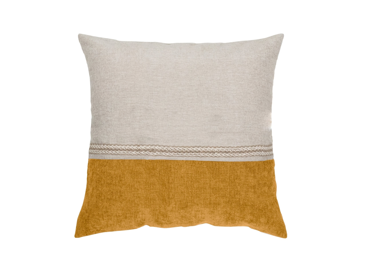 Cuscino decorativo quadrato sabbia e giallo senape moderno 50x50 cm - Cotton & Color