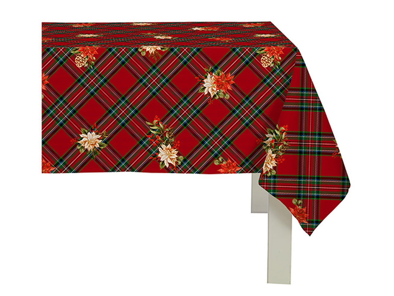 Tovaglia stampata raso idrorepellente 150x300cm scozzese rossa/verde