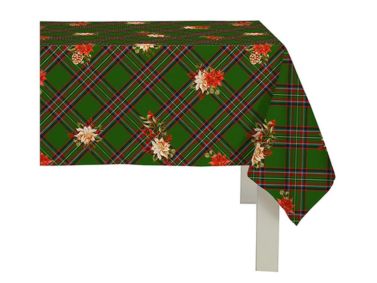 Tovaglia stampata raso idrorepellente 150x300cm scozzese rossa/verde