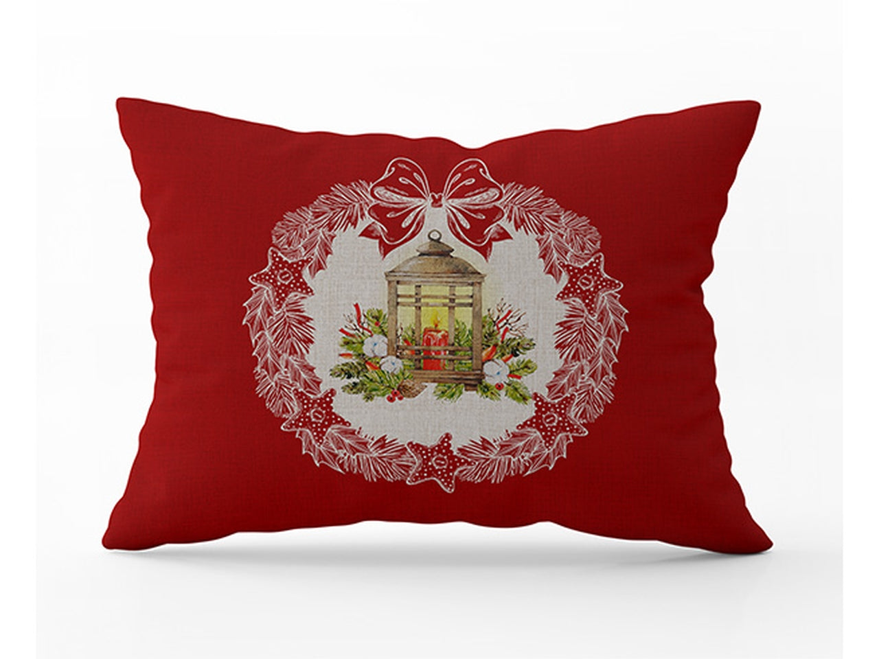 Cuscino per divano stampato natalizio rosso e beige in poliestere 30x50 cm â Cotton & Color