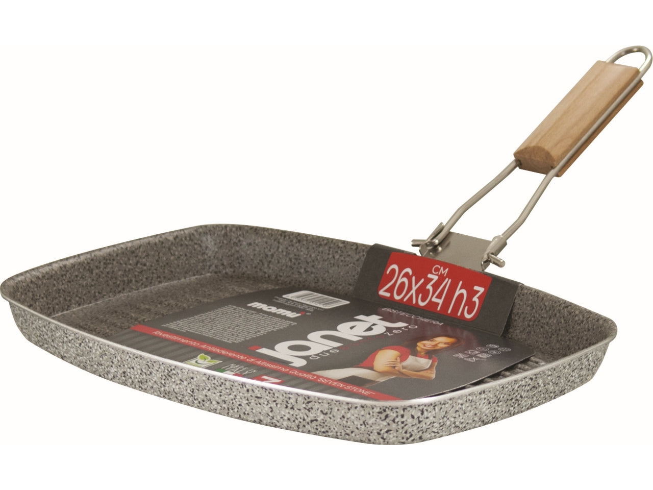 Bistecchiera rettangolare 26x34xh3cm linea janet 2.0 con rivestimento antiaderente e antigraffio