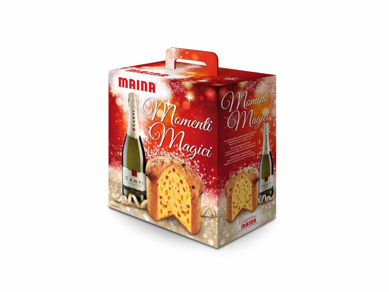 MAINA MOMENTI MAGICI IL GRAN PANETTONE 750GR CON SPUMANTE CUVÃ©E  DOLCE CANTI 75CL